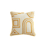 Throw Pillow Cover Hand-Tufted Geometric Natural Fabric Hidden Zipper