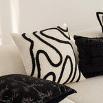 Throw Pillow Cover Hand-Tufted Squiggle Embroidery Hidden Zipper