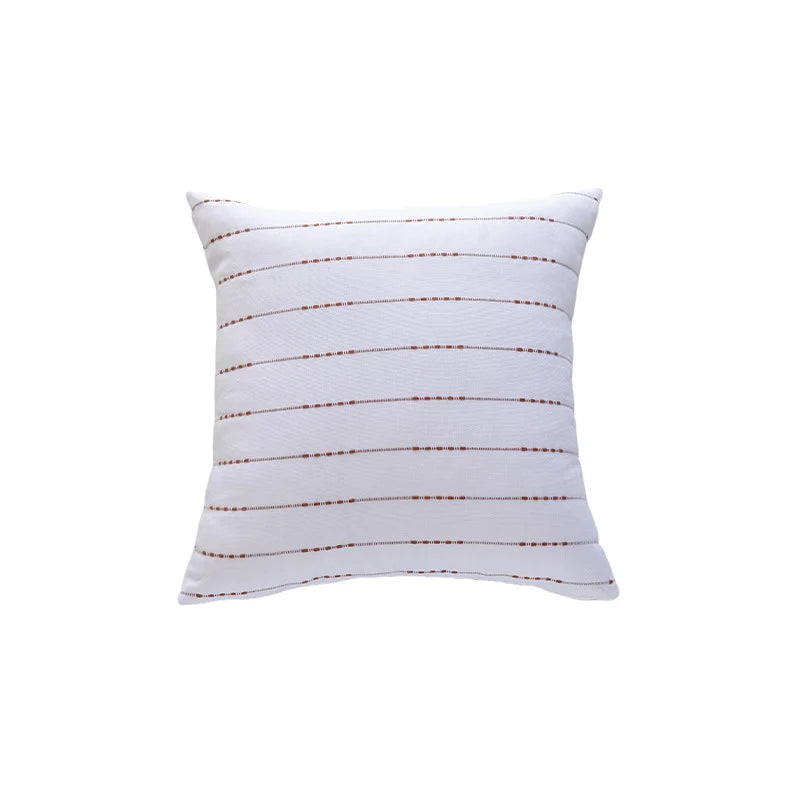 Throw Pillow Cover Handwoven Cotton-Blend Embroidered Stripes