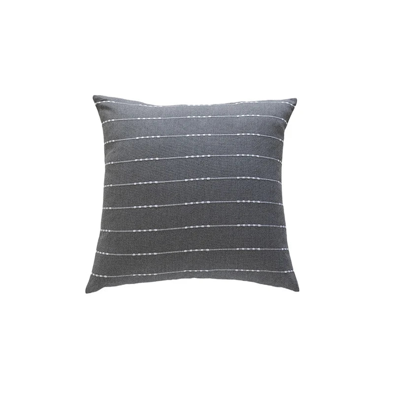 Throw Pillow Cover Handwoven Cotton-Blend Embroidered Stripes
