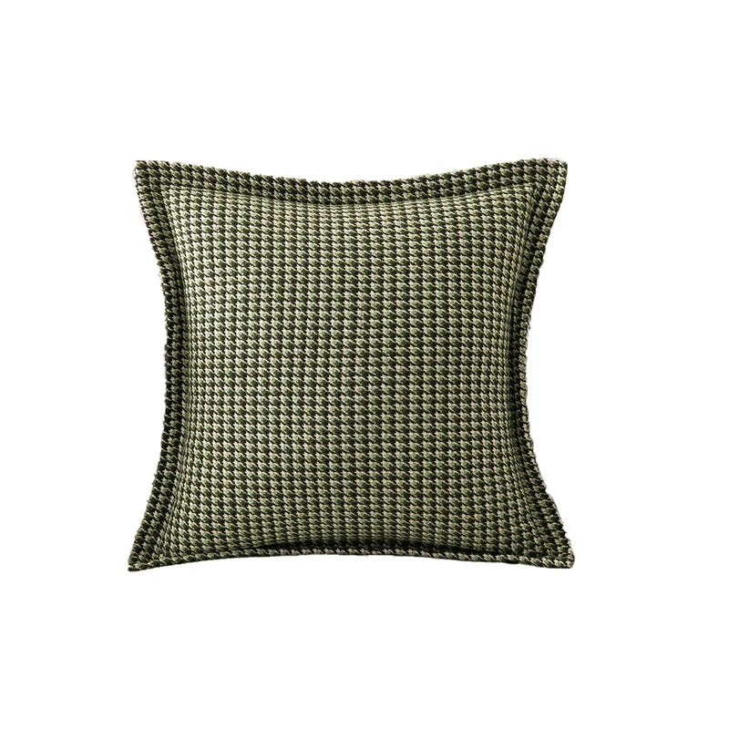 Throw Pillow Cover Houndstooth Jacquard Piped Edge & Concealed Zipper