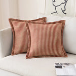 Throw Pillow Cover Houndstooth Jacquard Piped Edge & Concealed Zipper