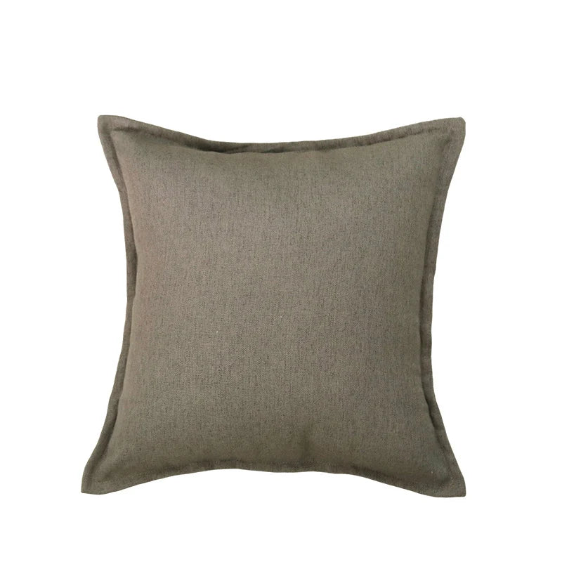 Throw Pillow Cover Linen-Blend Piped Edge & Hidden Zipper