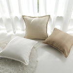 Throw Pillow Cover Linen-Blend Piped Edge & Hidden Zipper