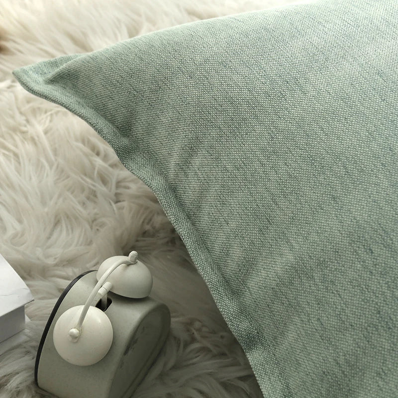 Throw Pillow Cover Linen-Blend Piped Edge & Hidden Zipper