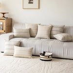 Throw Pillow Cover Linen-Blend Textured Stripes Hidden Zipper