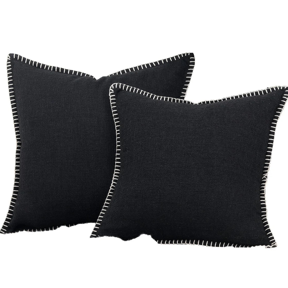 Throw Pillow Cover Linen-Blend Whipstitch & Invisible Zipper