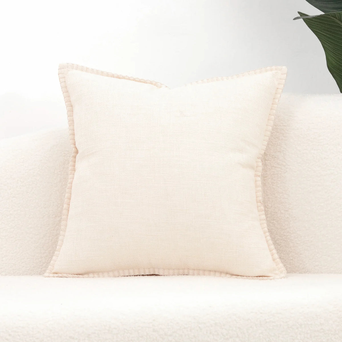 Throw Pillow Cover Linen-Blend Whipstitch & Invisible Zipper
