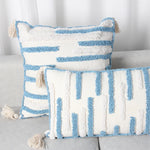 Throw Pillow Cover Loop-Embroidered Hand-Tied Tassels Hidden Zipper