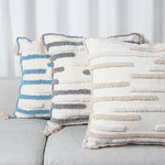 Throw Pillow Cover Loop-Embroidered Hand-Tied Tassels Hidden Zipper