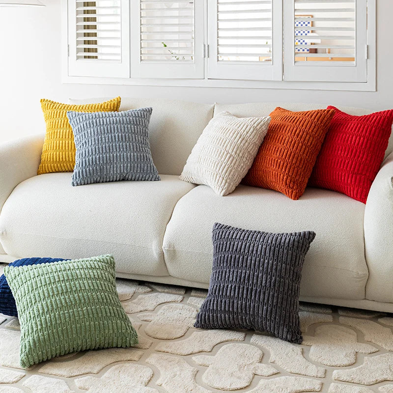 Throw Pillow Cover Pair Textured Chenille Machine Washable