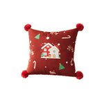 Throw Pillow Cover Plaid Pom-Pom Machine-Washable Hidden Zipper