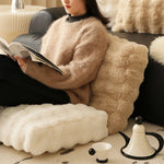 Throw Pillow Cover Plush Faux Fur Ribbed Easy Care