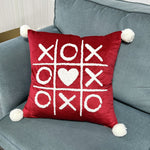 Throw Pillow Cover Plush Heart Applique & Tassel Corners