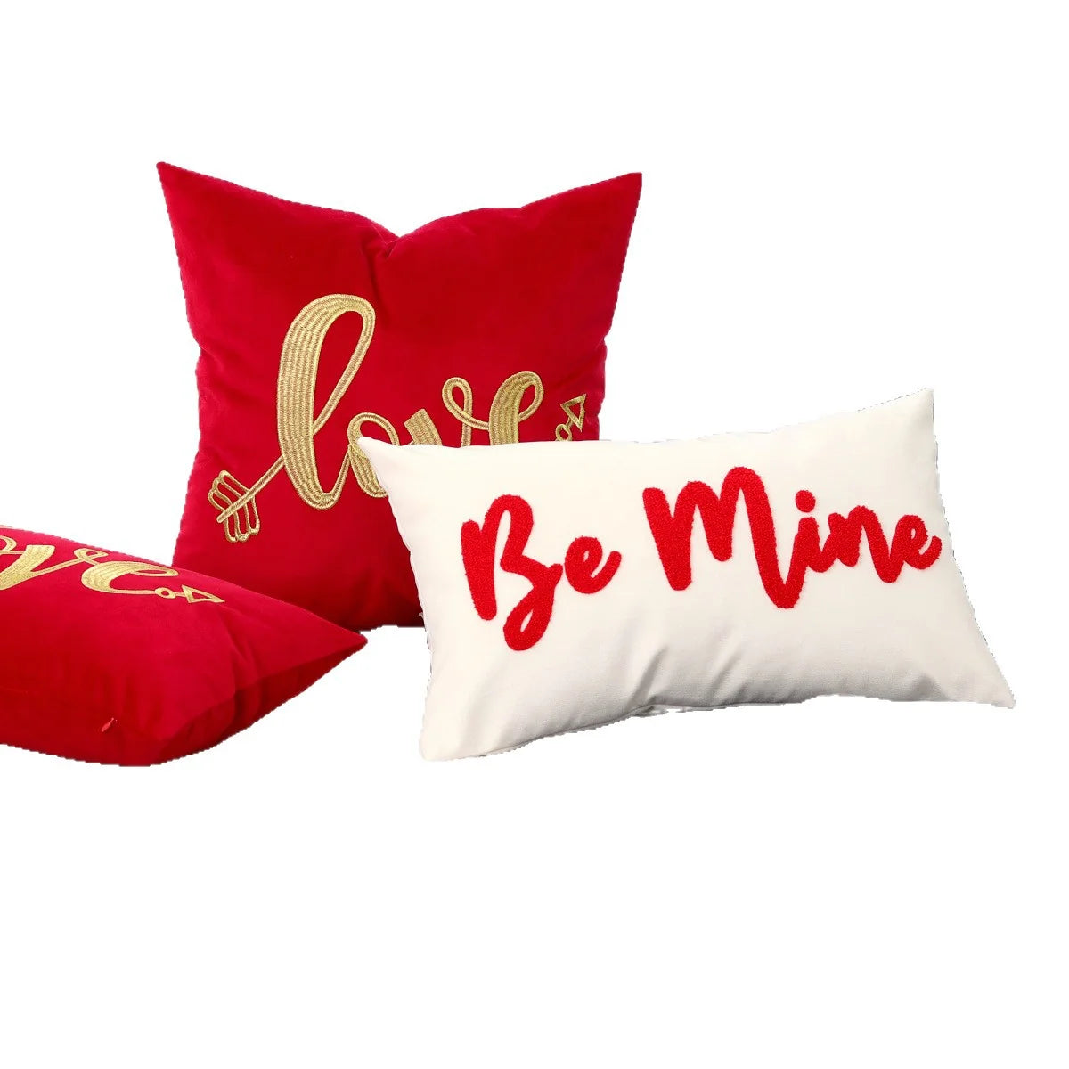 Throw Pillow Cover Plush Heart Applique & Tassel Corners