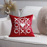 Throw Pillow Cover Plush Heart Applique & Tassel Corners