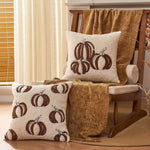 Throw Pillow Cover Plush Sherpa Embroidered Pumpkin Removable Machine Washable