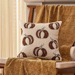 Throw Pillow Cover Plush Sherpa Embroidered Pumpkin Removable Machine Washable