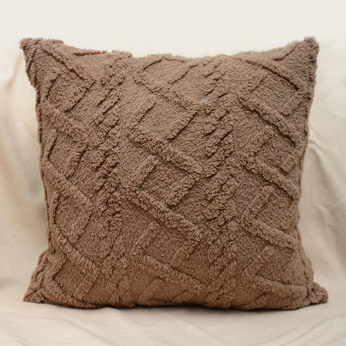 Throw Pillow Cover Plush Sherpa Geometric Tufting