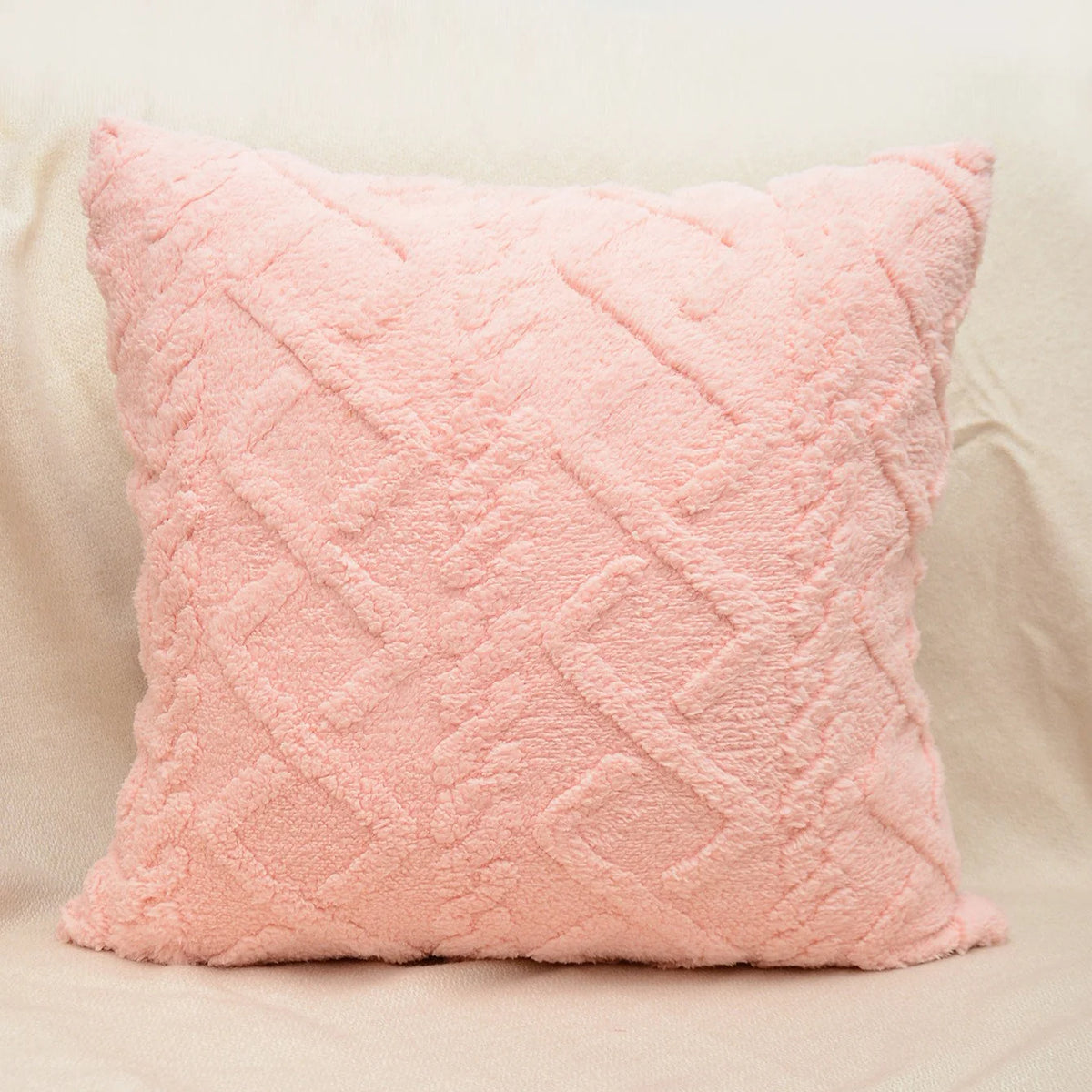 Throw Pillow Cover Plush Sherpa Geometric Tufting