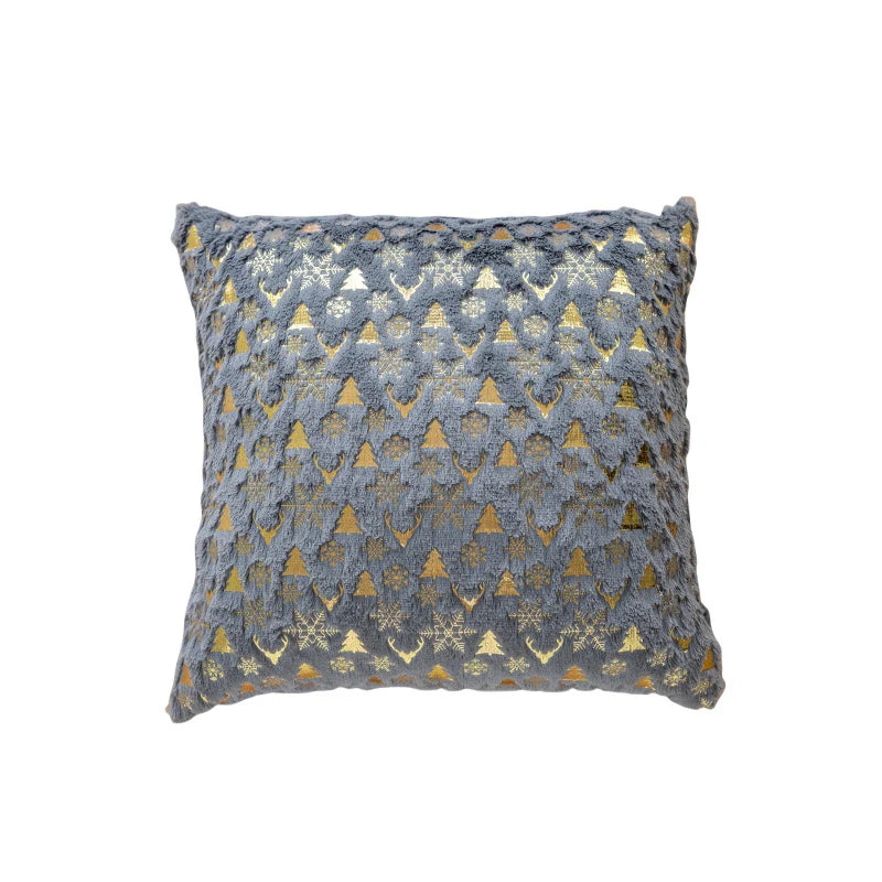 Throw Pillow Cover Plush Velvet Gold Foil Hidden Zipper