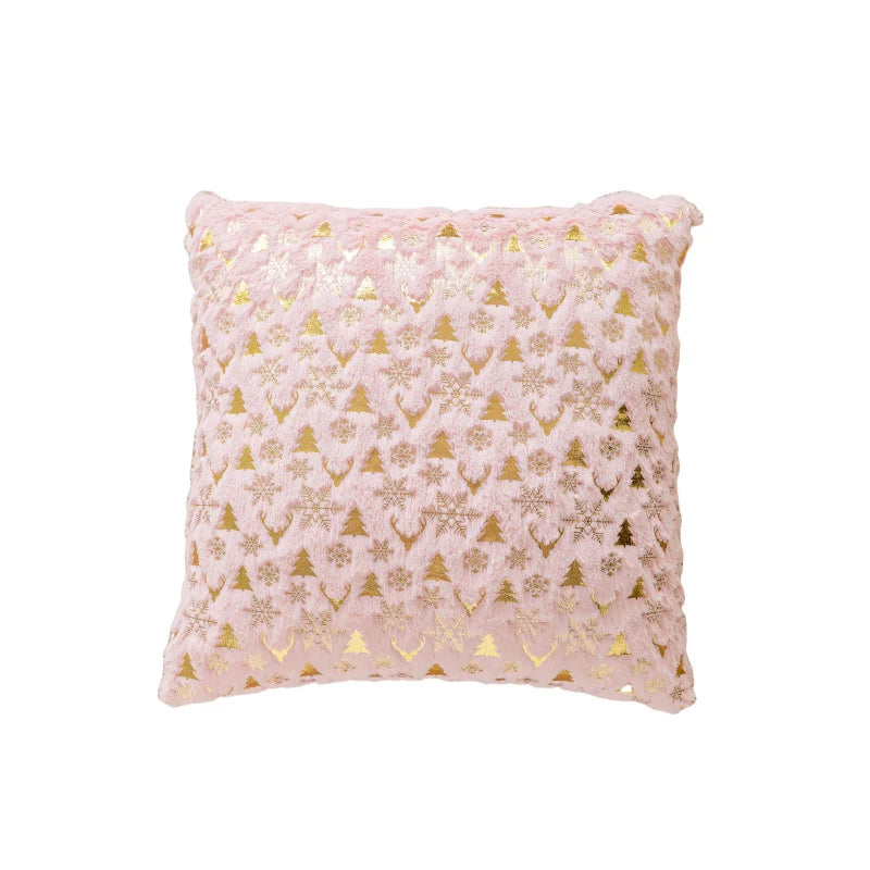 Throw Pillow Cover Plush Velvet Gold Foil Hidden Zipper