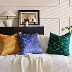Throw Pillow Cover Plush Velvet Metallic Embroidery Hidden Zipper