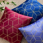 Throw Pillow Cover Plush Velvet Metallic Embroidery Hidden Zipper