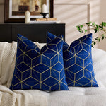 Throw Pillow Cover Plush Velvet Metallic Embroidery Hidden Zipper
