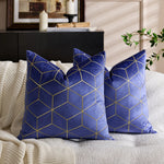Throw Pillow Cover Plush Velvet Metallic Embroidery Hidden Zipper