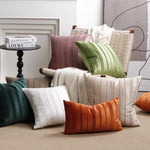 Throw Pillow Cover Plush Velvet Vertical Pintuck Hidden Zipper