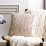 Throw Pillow Cover Plush Velvet Vertical Pintuck Hidden Zipper