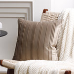 Throw Pillow Cover Plush Velvet Vertical Pintuck Hidden Zipper