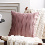 Throw Pillow Cover Plush Velvet Vertical Pintuck Hidden Zipper