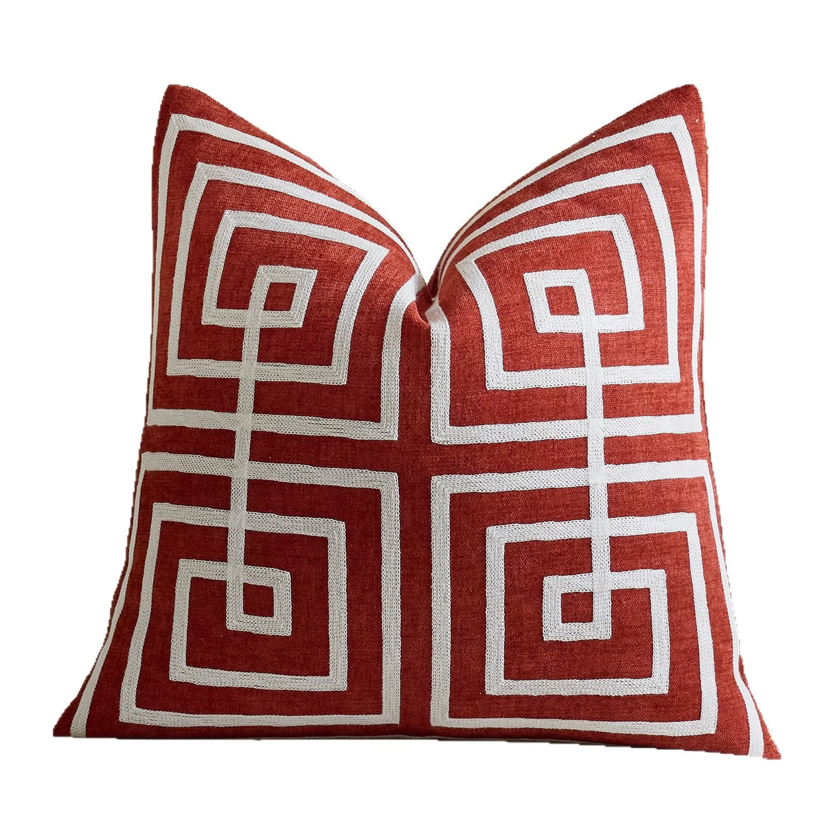 Throw Pillow Cover Raised Chenille Cotton-Linen Concealed Zipper