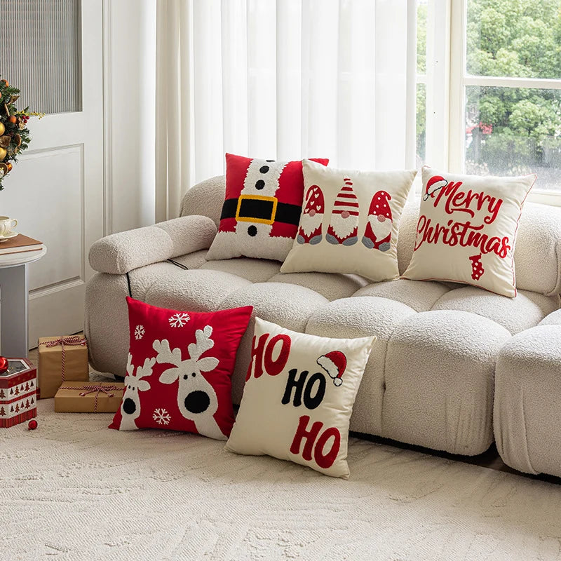 Throw Pillow Cover Raised Chenille Embroidery Hidden Zipper