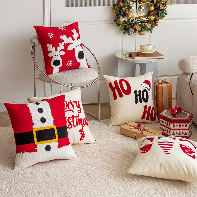 Throw Pillow Cover Raised Chenille Embroidery Hidden Zipper