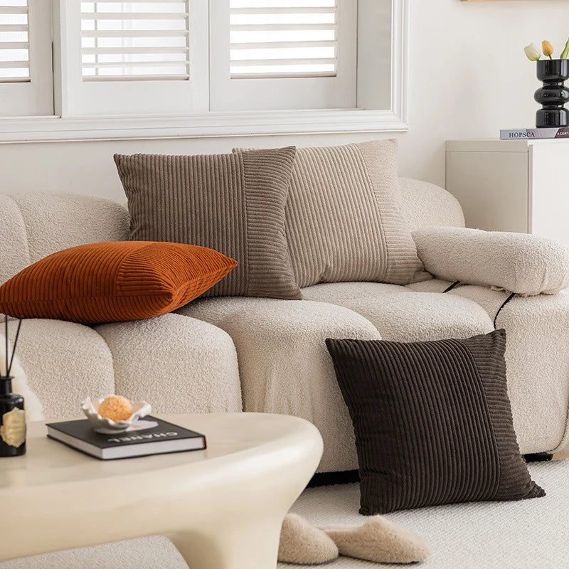 Throw Pillow Cover Ribbed Chenille Removable & Machine Washable