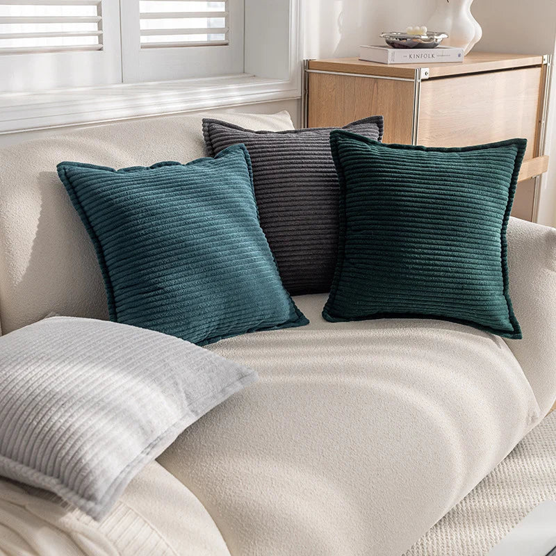Throw Pillow Cover Ribbed Corduroy Concealed Zipper