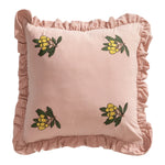 Throw Pillow Cover Ruffled Edge Embroidered Floral Removable Zipper