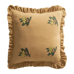 Throw Pillow Cover Ruffled Edge Embroidered Floral Removable Zipper