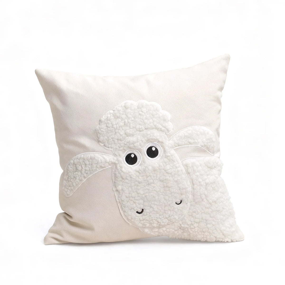 Throw Pillow Cover Sherpa Applique Woven Fabric Hidden Zipper