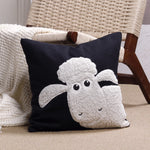 Throw Pillow Cover Sherpa Applique Woven Fabric Hidden Zipper
