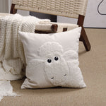 Throw Pillow Cover Sherpa Applique Woven Fabric Hidden Zipper