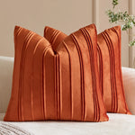Throw Pillow Cover Soft-Touch Velvet Pintuck Pleats Hidden Zipper