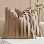 Throw Pillow Cover Soft-Touch Velvet Pintuck Pleats Hidden Zipper