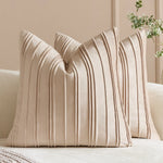 Throw Pillow Cover Soft-Touch Velvet Pintuck Pleats Hidden Zipper
