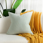 Throw Pillow Cover Stitched Geometric Cotton-Linen Hidden Zipper