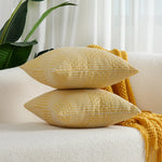 Throw Pillow Cover Stitched Geometric Cotton-Linen Hidden Zipper