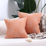 Throw Pillow Cover Stitched Geometric Cotton-Linen Hidden Zipper